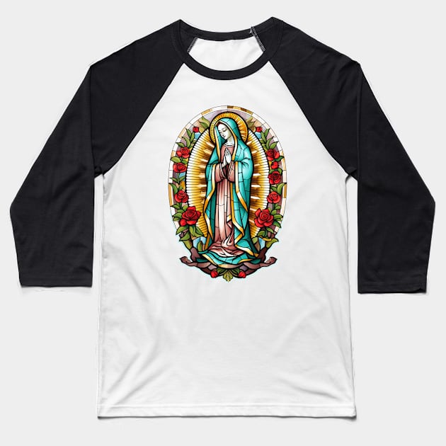 La Virgen de Guadalupe Baseball T-Shirt by TacoTruckShop